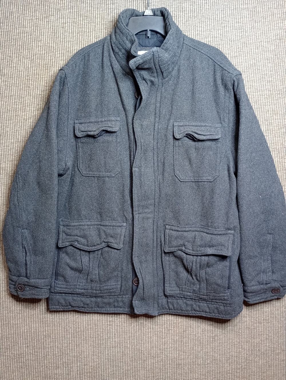 Vintage Aeropostale Jacket Wool Charcoal Gray 4 Front Cargo Pockets XL